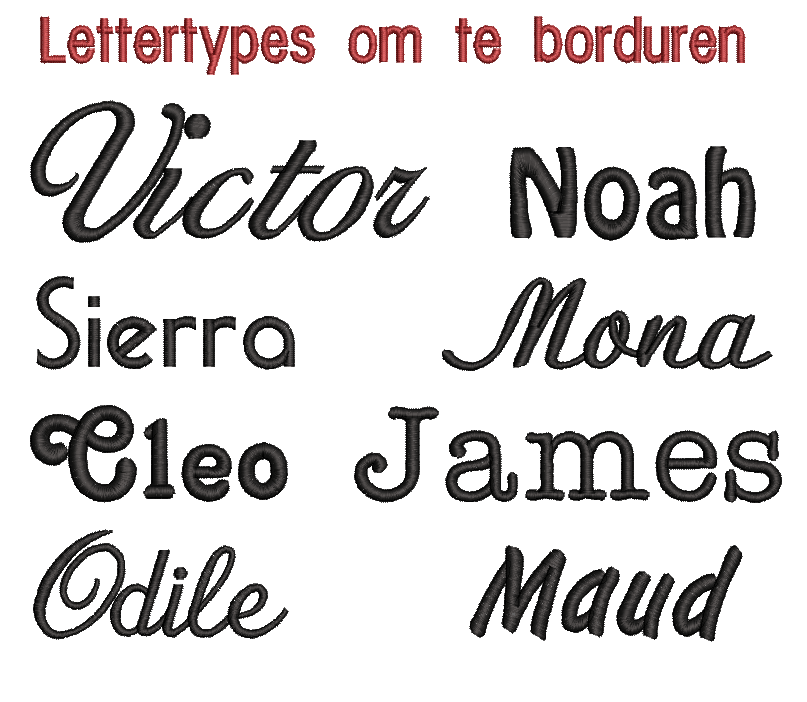 Gepersonaliseerde geschenk geborduurd met naam - lettertypes voor borduren - Studio Odelot