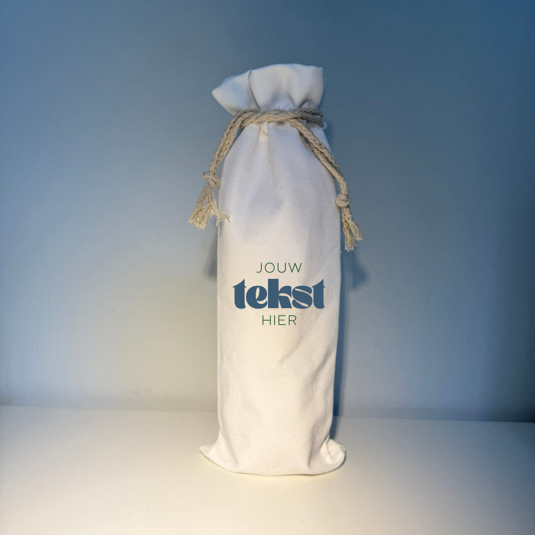 Gepersonaliseerde canvas tas voor wijnfles