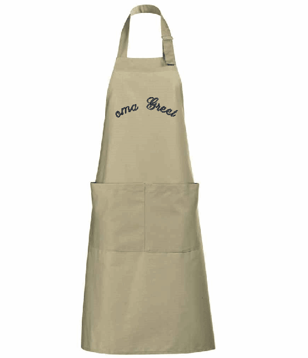 Gepersonaliseerde keukenschort geborduurd met naam - beige - Studio Odelot