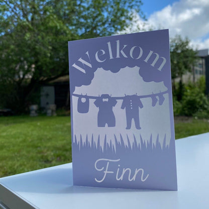 Gepersonaliseerde wenskaart geboorte - Waslijn - Studio Odelot
