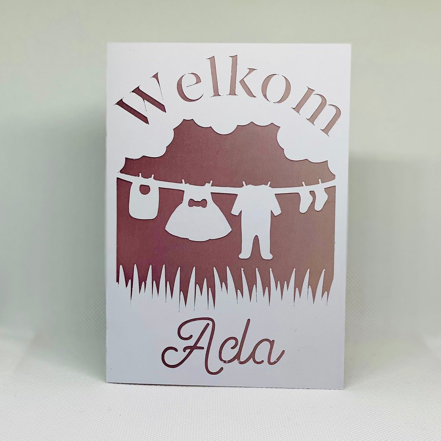 Gepersonaliseerde wenskaart geboorte - Waslijn - Studio Odelot