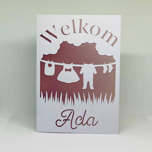 Gepersonaliseerde wenskaart geboorte - Waslijn - Studio Odelot