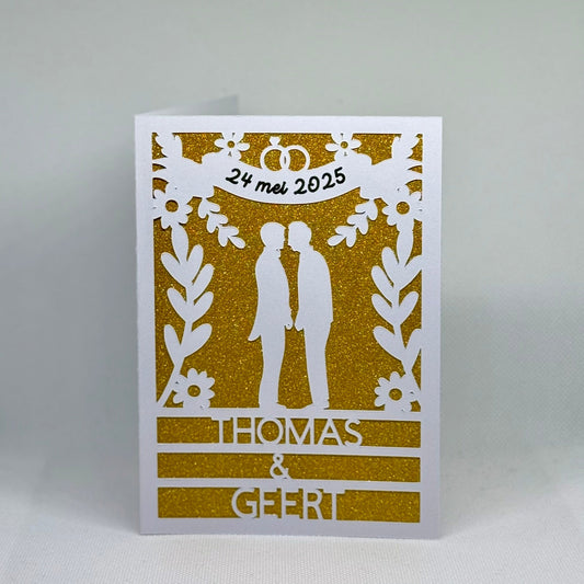 Gepersonaliseerde wenskaart homohuwelijk, met namen en datum - Studio Odelot